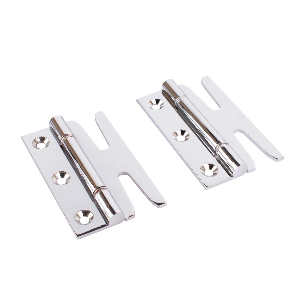 Simplex Solid Brass Hinges with Double Steel Washers (Sold in Pairs) - Polished Chrome